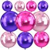 10Pcs Pink and Purple Round Foil Balloons, 22" 18" 15" 4D Helium Balloon, Metallic Hot Pink Purple Foil Baloon for Graduation Birthday Wedding New Year 2026 Anniversary Party Decorations view 1