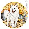 10-Inch Metal Wind Spinner Samoyed on Golden Ginkgo Leaves3D Dog Wind Spinner, Unique Metal Hanging Kinetic Wind Sculpture Ornament Gifts for Women Yard Art Garden Patio Lawn Indoor Outdoor Decor view 1