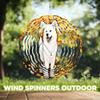 10-Inch Metal Wind Spinner Samoyed on Golden Ginkgo Leaves3D Dog Wind Spinner, Unique Metal Hanging Kinetic Wind Sculpture Ornament Gifts for Women Yard Art Garden Patio Lawn Indoor Outdoor Decor view 4