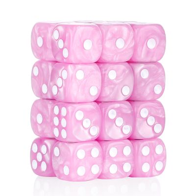 24 of Pack 16MM 6 Sided Dice Set,Pearl Pattern D6 Game Dice Set, 6 Sided Standard Dices for Yahtzee, Bunco or Teaching Math,with Portable Dice Pouch(Light Purple Pearl)