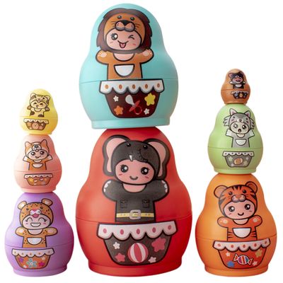 Bemonew Russian Dolls for Kids Russian Dolls for Kids, 8PCS Stackable Nesting for Toddlers, Nesting, Educational Cartoon Matryoshka Doll(Random Color)