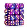 24 of Pack 16MM 6 Sided Dice Set,Two Colours D6 Game Dice Set, 6 Sided Standard Dices for Yahtzee, Bunco or Teaching Math,with Portable Dice Pouch(Purple and Blue) view 1