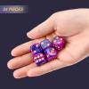 24 of Pack 16MM 6 Sided Dice Set,Two Colours D6 Game Dice Set, 6 Sided Standard Dices for Yahtzee, Bunco or Teaching Math,with Portable Dice Pouch(Purple and Blue) view 3