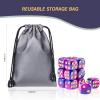 24 of Pack 16MM 6 Sided Dice Set,Two Colours D6 Game Dice Set, 6 Sided Standard Dices for Yahtzee, Bunco or Teaching Math,with Portable Dice Pouch(Purple and Blue) view 4