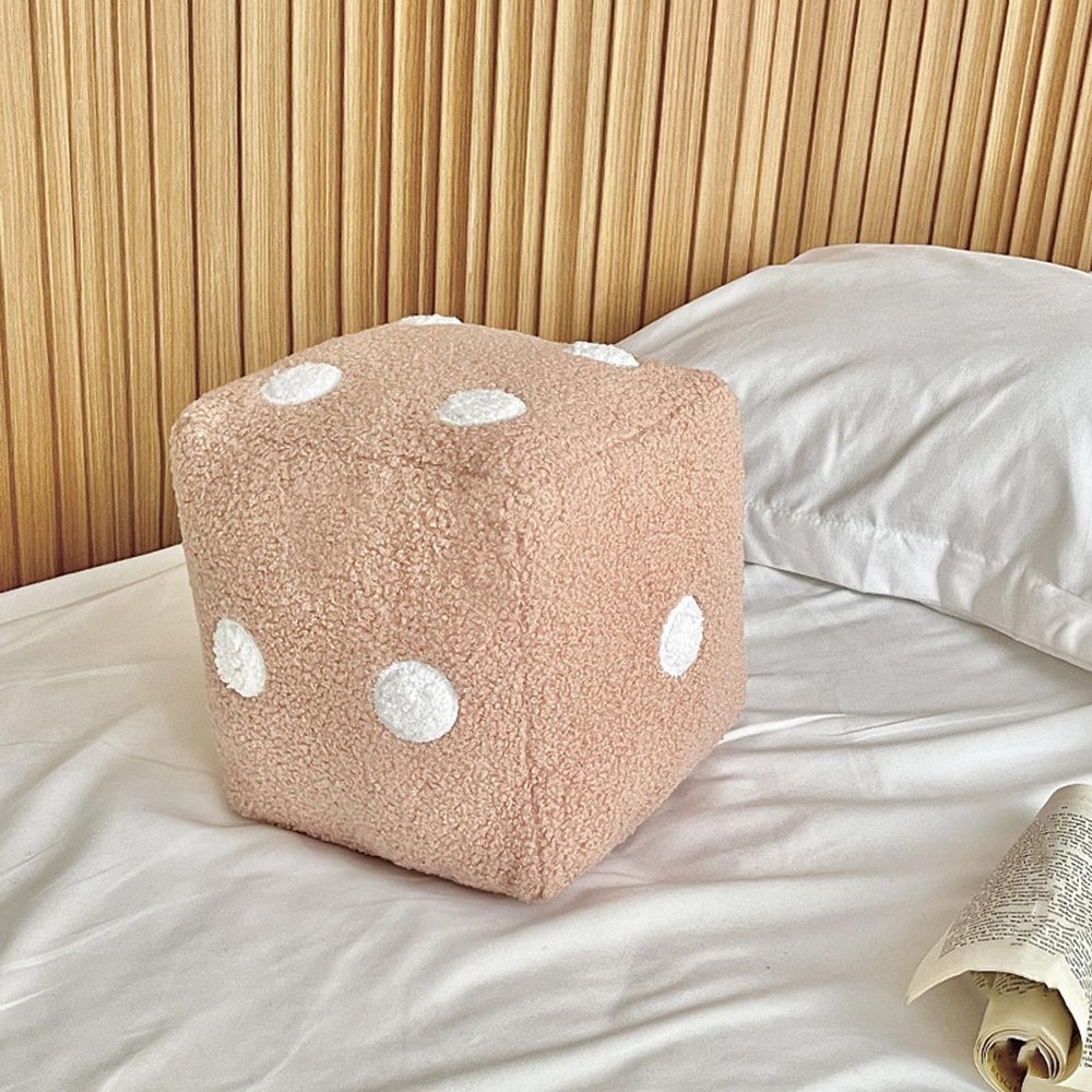 7.9 X 7.9 in Dice Pillow, Cube Dice Pillow, White Plush Dice Pillows for Bed, Fun Throwable Cube Dices Pillows, for Gaming Room Decor, Couch, Bedroom (20 * 20cm,Pink)