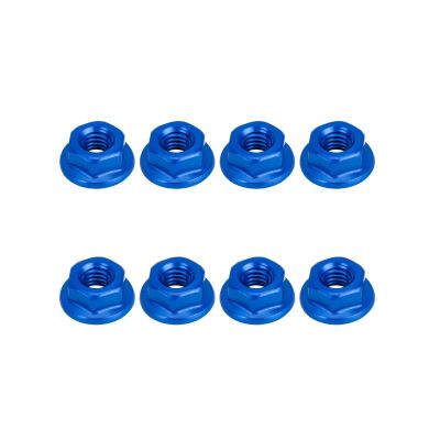 8PCS Flange M4 Lock Nuts Aluminum M4 Wheel Hardware for 1/10 RC Crawler TRX4 SCX10 Axial HPI TLR ECX Model Car Vehicles Upgraded Replacement Parts (Dark Blue)