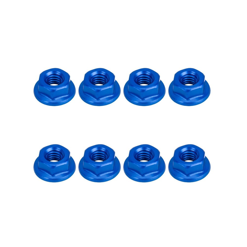 8PCS Flange M4 Lock Nuts Aluminum M4 Wheel Hardware for 1/10 RC Crawler TRX4 SCX10 Axial HPI TLR ECX Model Car Vehicles Upgraded Replacement Parts (Dark Blue)