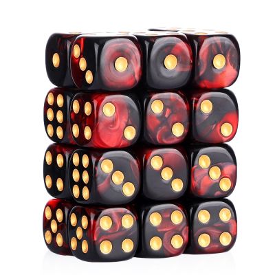 24 of Pack 16MM 6 Sided Dice Set,Two Colours D6 Game Dice Set, 6 Sided Standard Dices for Yahtzee, Bunco or Teaching Math,with Portable Dice Pouch(Red and Black)