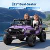 24V 2-Seater Kids Electric Truck with Parent Remote Control, 100Min Ride-on Car, 4WD Dual Motor, 2 Speeds, Spring Shock Absorber, LED Headlights, Siblings Gift Kids Electric Vehicle, Purple view 2