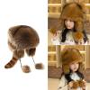 Altriapendragon Furry Cartoon Racoon Hat with Earflap Tail for Halloween Headwear Long Haired Hat Oversized Headgear for Winter view 2