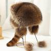 Altriapendragon Furry Cartoon Racoon Hat with Earflap Tail for Halloween Headwear Long Haired Hat Oversized Headgear for Winter view 3