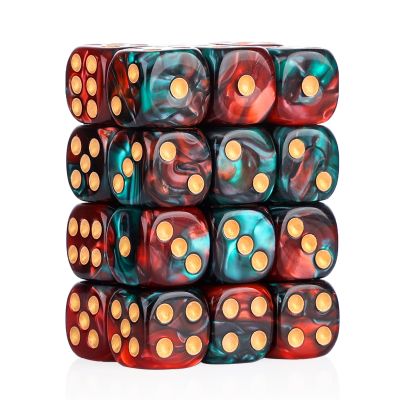 24 of Pack 16MM 6 Sided Dice Set,Two Colours D6 Game Dice Set, 6 Sided Standard Dices for Yahtzee, Bunco or Teaching Math,with Portable Dice Pouch(Red and Green)