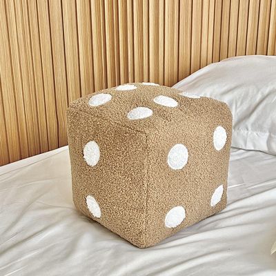 7.9 X 7.9 in Dice Pillow, Cube Dice Pillow, White Plush Dice Pillows for Bed, Fun Throwable Cube Dices Pillows, for Gaming Room Decor, Couch, Bedroom (30 * 30cm,Khaki)