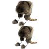 Altriapendragon Furry Cartoon Racoon Hat with Earflap Tail for Halloween Headwear Long Haired Hat Oversized Headgear for Winter view 1