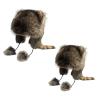 Altriapendragon Furry Cartoon Racoon Hat with Earflap Tail for Halloween Headwear Long Haired Hat Oversized Headgear for Winter view 3