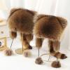 Altriapendragon Furry Cartoon Racoon Hat with Earflap Tail for Halloween Headwear Long Haired Hat Oversized Headgear for Winter view 4