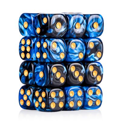 24 of Pack 16MM 6 Sided Dice Set,Two Colours D6 Game Dice Set, 6 Sided Standard Dices for Yahtzee, Bunco or Teaching Math,with Portable Dice Pouch(Blue and Black)