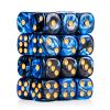 24 of Pack 16MM 6 Sided Dice Set,Two Colours D6 Game Dice Set, 6 Sided Standard Dices for Yahtzee, Bunco or Teaching Math,with Portable Dice Pouch(Blue and Black) view 1