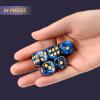 24 of Pack 16MM 6 Sided Dice Set,Two Colours D6 Game Dice Set, 6 Sided Standard Dices for Yahtzee, Bunco or Teaching Math,with Portable Dice Pouch(Blue and Black) view 3