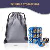 24 of Pack 16MM 6 Sided Dice Set,Two Colours D6 Game Dice Set, 6 Sided Standard Dices for Yahtzee, Bunco or Teaching Math,with Portable Dice Pouch(Blue and Black) view 4