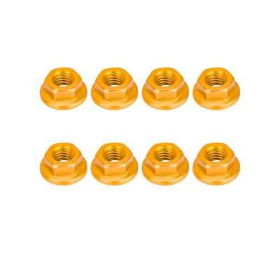 8PCS Flange M4 Lock Nuts Aluminum M4 Wheel Hardware for 1/10 RC Crawler TRX4 SCX10 Axial HPI TLR ECX Model Car Vehicles Upgraded Replacement Parts (Orange)