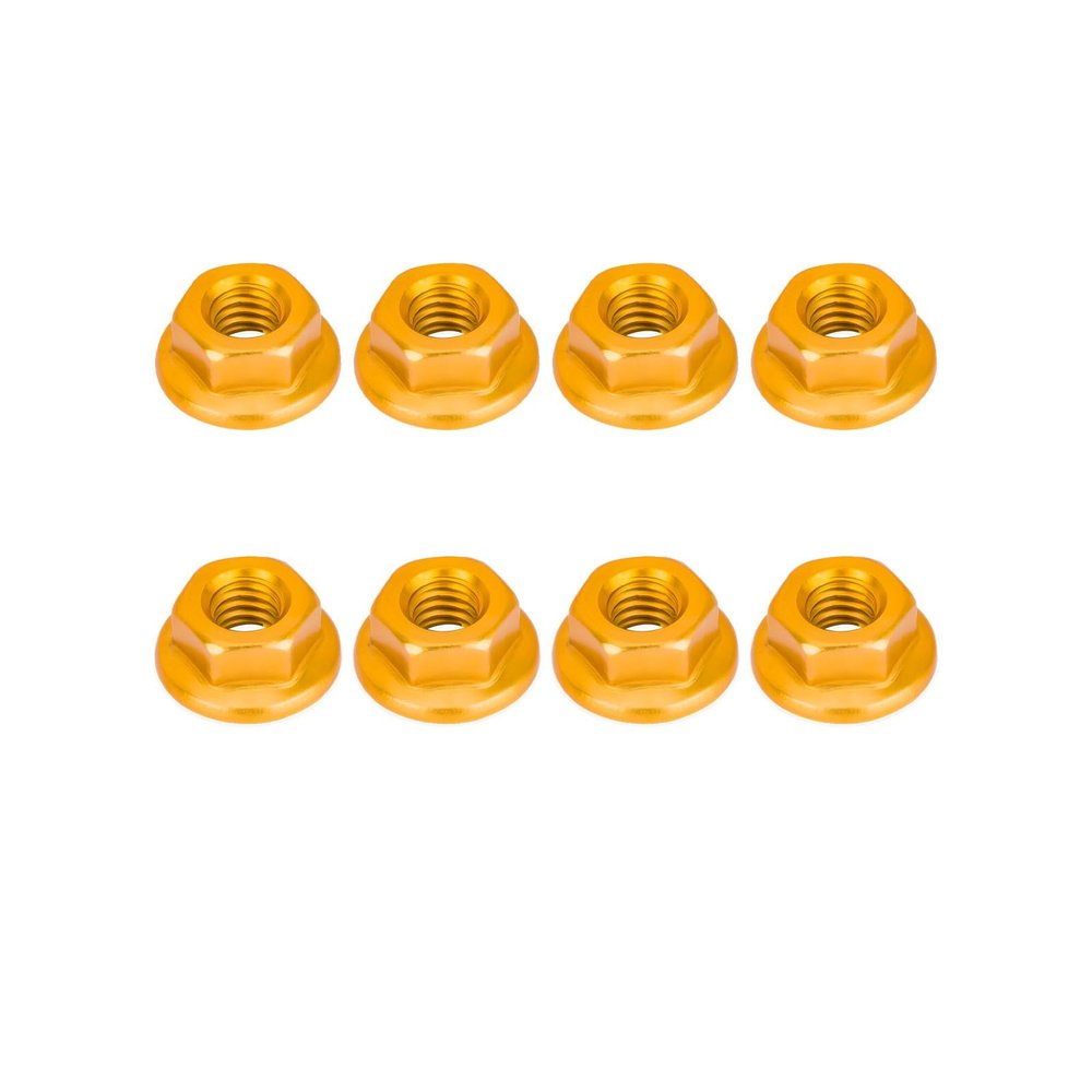 8PCS Flange M4 Lock Nuts Aluminum M4 Wheel Hardware for 1/10 RC Crawler TRX4 SCX10 Axial HPI TLR ECX Model Car Vehicles Upgraded Replacement Parts (Orange)