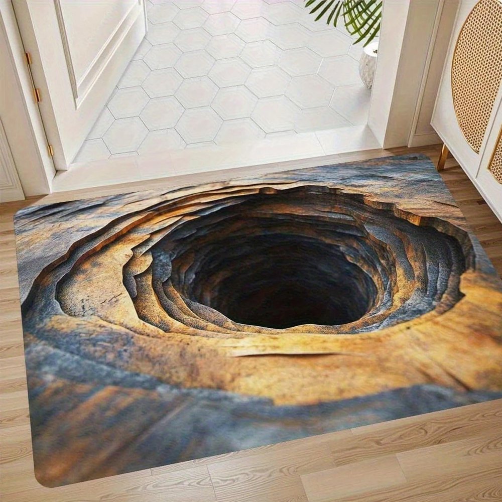 3D Rugs Optical Illusion, Rugs That Look Like a Hole, Christmas 3D Bottomless Hole Carpet Optical Illusion Area Mat, Non-Slip Easy Clean All-Weather Doormat for Entrance Test & Play(G-,31.5 * 47.2in)