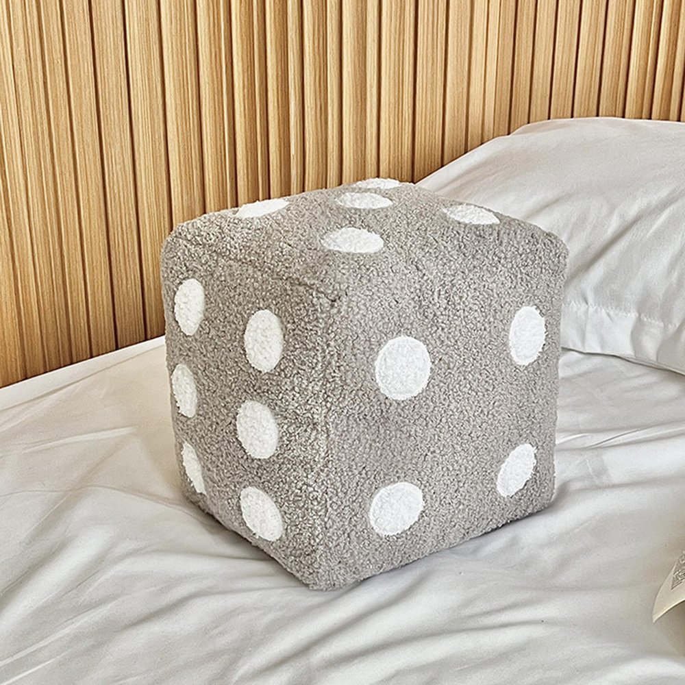 7.9 X 7.9 in Dice Pillow, Cube Dice Pillow, White Plush Dice Pillows for Bed, Fun Throwable Cube Dices Pillows, for Gaming Room Decor, Couch, Bedroom (30 * 30cm,Gray)