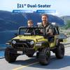 24V 2-Seater Kids Electric Truck with Parent Remote Control, 100Min Ride-on Car, 4WD Dual Motor, 2 Speeds, Spring Shock Absorber, LED Headlights, Siblings Gift Kids Electric Vehicle, Green view 2
