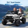 24V 2-Seater Kids Electric Truck with Parent Remote Control, 100Min Ride-on Car, 4WD Dual Motor, 2 Speeds, Spring Shock Absorber, LED Headlights, Siblings Gift Kids Electric Vehicle, White view 2