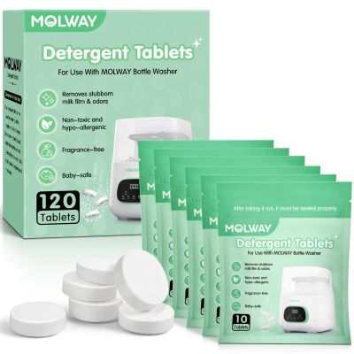 120 PCS Detergent Tablets, Detergent Washing Tablets for MOLWAY, Momcozy, GROWNSY, Baby Brezza Bottle Washer, Remove Milk Residue & Odor, for All Baby Bottle Washers