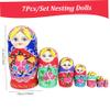 Peosaard Russian Nesting Dolls, 7Pcs/Set Russian Nesting Dolls, Wooden Matryoshka Doll Set with Girls Printing Effortless Disassembly & Assembly for Collection, Matryoshka Doll view 2