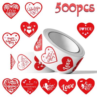 1000PCS Valentines Red Heart Stickers, 1.5" Heart Decorative Labels 500 per Roll, Valentine's Day Love Decorations for Wedding, Anniversaries