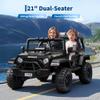 24V 2-Seater Kids Electric Truck with Parent Remote Control, 100Min Ride-on Car, 4WD Dual Motor, 2 Speeds, Spring Shock Absorber, LED Headlights, Siblings Gift Kids Electric Vehicle, Black view 2