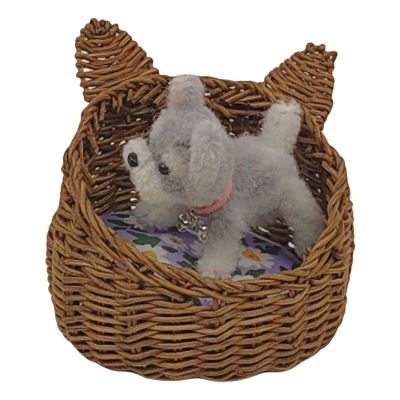 1/12 Scale Miniature Pet Bed for Dollhouses Collectors Dog Bed Punnet Dollhouses Accessory Small Woven Basket Role Play Toy Set