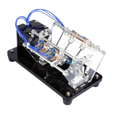 4/8/12 Coil Electromagnet Engine Model, V-Shaped Motor with LED Lights, High-Tech Physics Experiment Models, Integrated Boost Circuit, Quiet and Durability(4Coil)