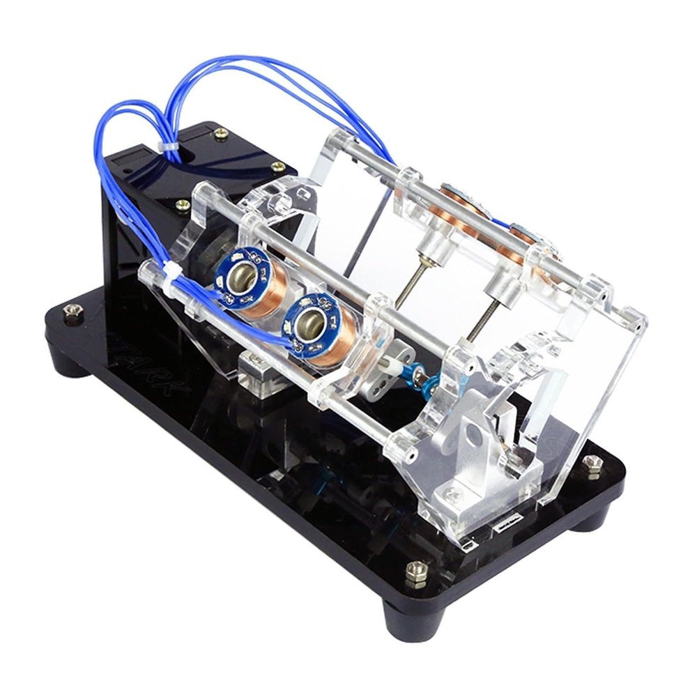 4/8/12 Coil Electromagnet Engine Model, V-Shaped Motor with LED Lights, High-Tech Physics Experiment Models, Integrated Boost Circuit, Quiet and Durability(4Coil)