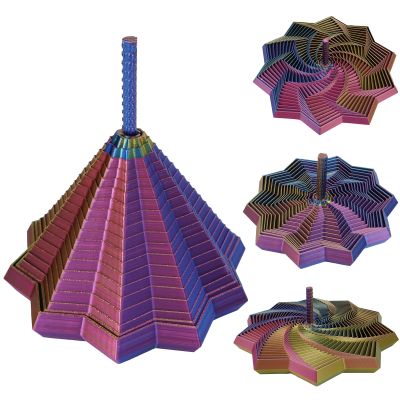 3D Printed Fidget Toys,Expanded Sensory Fidget Star with Handles,Whirling Spiral Design Fractal Fidget Hexagon Tower for Kids and Adults,(Colorful-M-4.7in)
