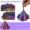 3D Printed Fidget Toys,Expanded Sensory Fidget Star with Handles,Whirling Spiral Design Fractal Fidget Hexagon Tower for Kids and Adults,(Colorful-M-4.7in) view 3