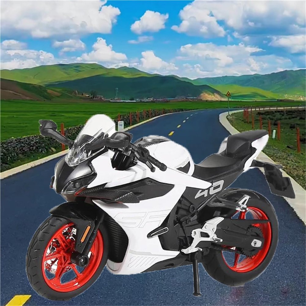 PuLaif Collection Alloy Die Cast Motorcycle Model Vehicle Collection Sound & Light Off Road Toys 1:12 for CFMOTO 450SR(White)