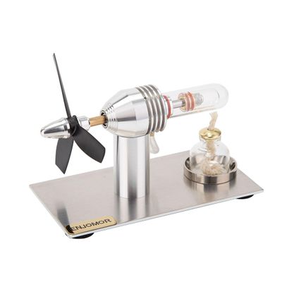 3-Blade Stirling Engine Motor Model, Hot Air Stirling Engine Generator, STEM Educational Learning Kit, Unique Executive Decor Gift for Adults & Engineers