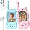 Video Walkie Talkies for Kids, 2 Pack Rechargeable Kids Walkie Talkies, Voice Changer & Real-Time Video Chat, for Boys Girls Age 3-12, Ideal for Outdoor Adventures&Family Fun (Blue+Pink) view 1