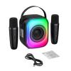 Tomvorks Portable Small Karaoke Machine with 2 Wireless Mics, LED Lights, BT Speaker for Kids and Adults, Great for Home Party (Black) view 1