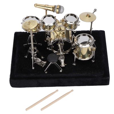 4 Pieces Mini Drum Set, Miniature Musical Instrument Drum Set Musical Instrument Series for Ornaments Decoration Home, Desk Ornament