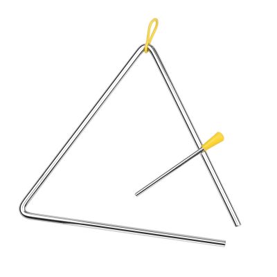 Aumotop Steel Triangle Bell Musical Instrument for Kids Rhythm Learning with Mallet and Holder, Durable Idiophone for Children (10-inch)