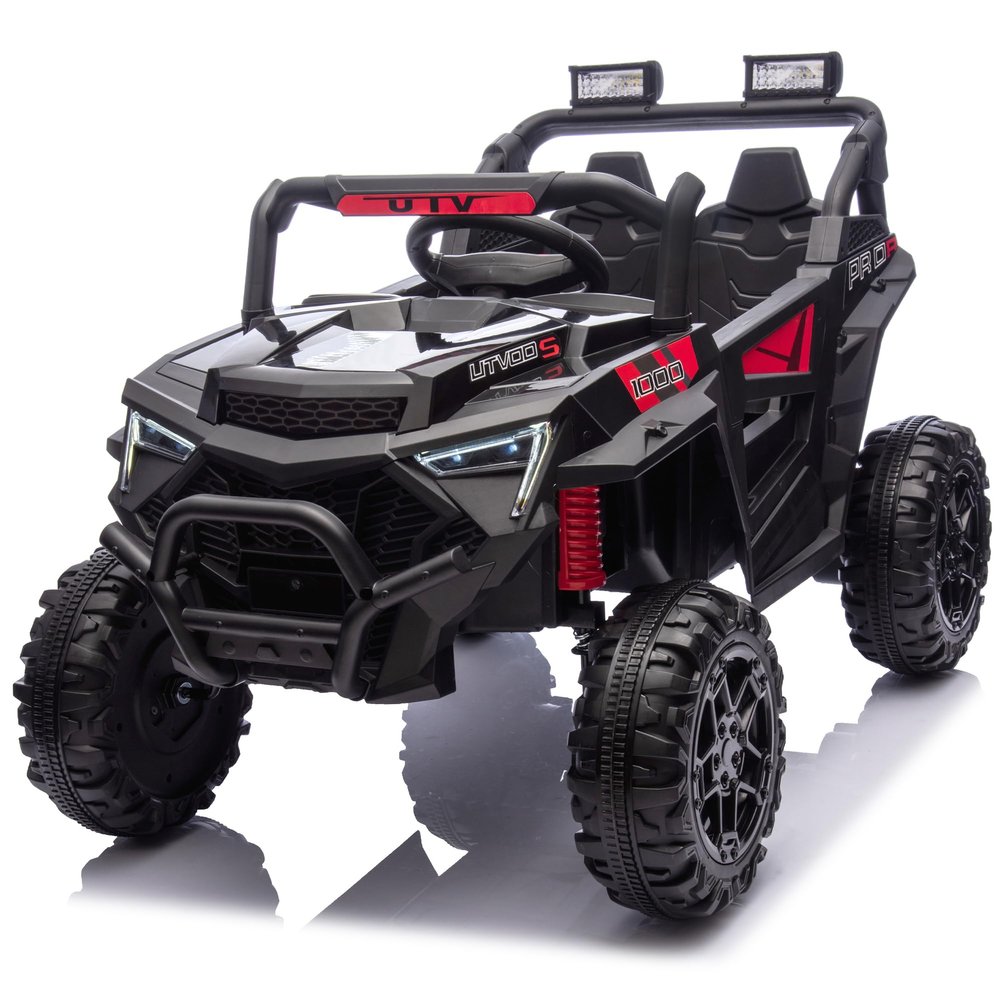 24V Ride on Car 400W, Electric UTV w/Parents Remote Control,Four-Wheel Suspension,LED Lights, Advanced Center Panel with USB,MP3,Music,Bluetooth, Power Display for Kids Aged 3-8, Black