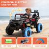 24V Ride on Car 400W, Electric UTV w/Parents Remote Control,Four-Wheel Suspension,LED Lights, Advanced Center Panel with USB,MP3,Music,Bluetooth, Power Display for Kids Aged 3-8, Black view 3