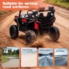 24V Ride on Car 400W, Electric UTV w/Parents Remote Control,Four-Wheel Suspension,LED Lights, Advanced Center Panel with USB,MP3,Music,Bluetooth, Power Display for Kids Aged 3-8, Black view 4
