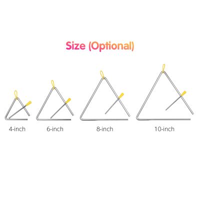 Aumotop Steel Triangle Bell Musical Instrument for Kids Rhythm Learning with Mallet and Holder, Durable Idiophone for Children (8-inch)
