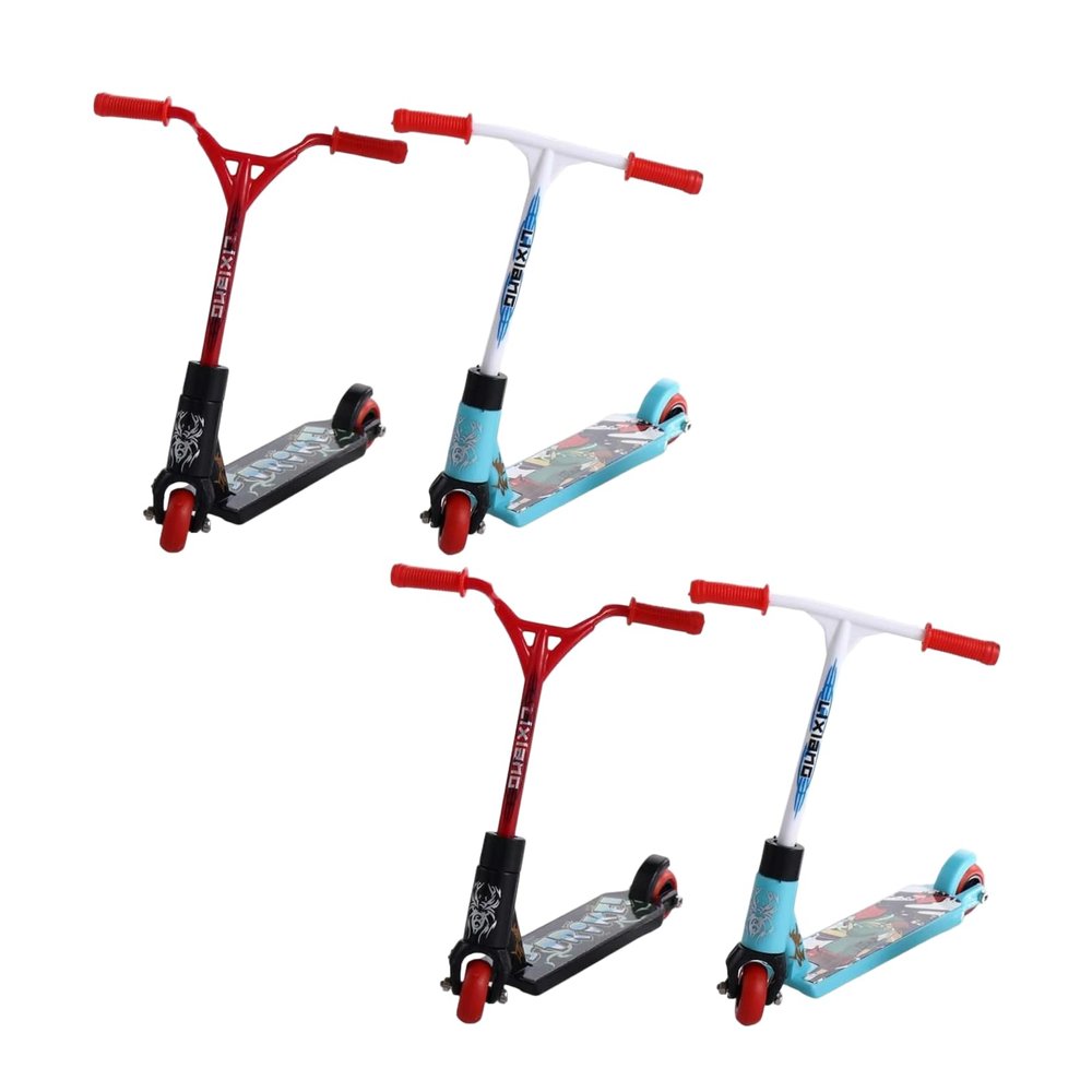 SelHeng 4Pcs Finger Scooter Mini Two Wheel Toys,Mini Scooters Finger Board Accessories,Tiny Trick Scooter for Party Favors,Finger Training,Birthday Gifts,Magic Kits and Accessories,Juggling Sets